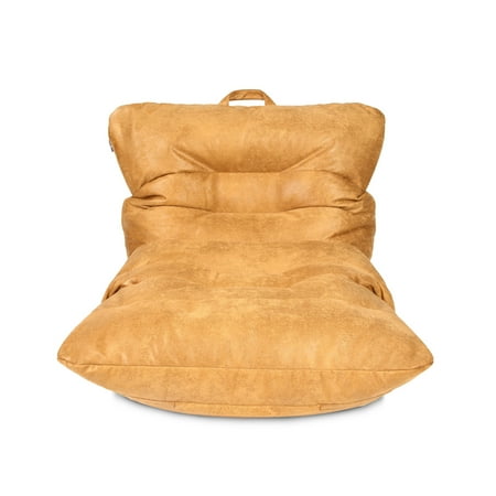 Big Joe Roma Bean Bag Chair Rustic Tan Vintage Suede 3 feet