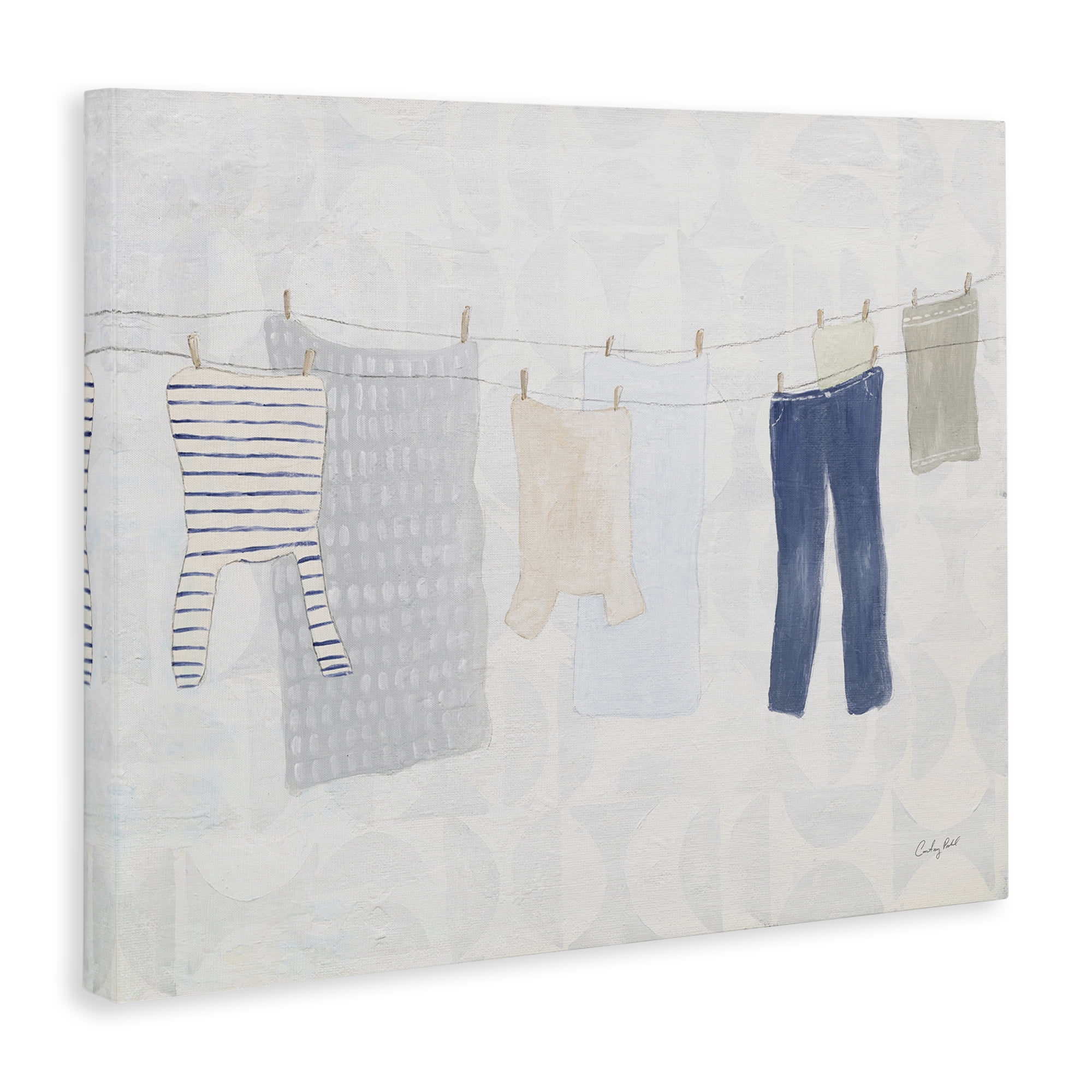 Stupell Industries Laundry Day Hanging Clothes Bath & Laundry Painting Wrapped Canvas Art Print Wall Art, 40 x 30