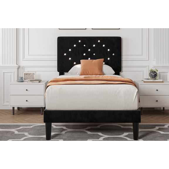 Full Size Upholstered Platform Bed Frame with Storage - Button Tufted Headboard, Wood Slat Support, No Box Spring Needed, Quiet & Sturdy Design, Easy Assembly