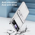 thumbnail image 5 of MonsDirect for 6.7 inch Samsung Galaxy Z Flip 3 5G 2021 Case, Hinge Protection Plating Frame Hard PC Back Clear Shockproof Full Coverage Bumper Protective Shell Cover for Galaxy Z Flip 3, Silver, 5 of 6
