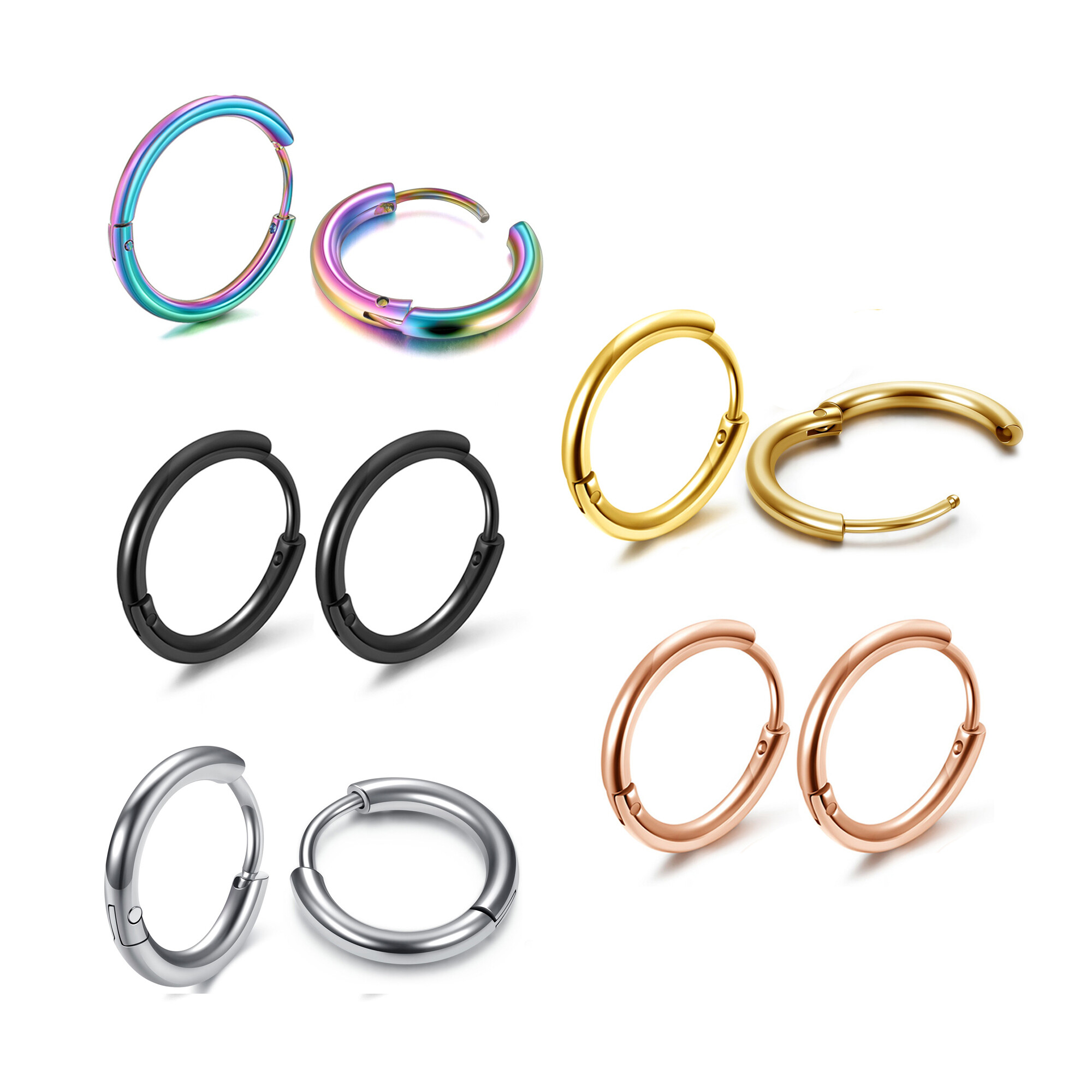 Jovivi 5 Pairs Huggie Hoop Earrings Set 18G Hypoallergenic Lightweight