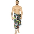 thumbnail image 3 of LA LEELA Men's Christmas Tree Swim Bath Trunk Swimsuit Regular Surfing Swimwear Sarong Long Pareo Beach Wrap One Size Jade, Santa Reindeer Sleigh, 3 of 5