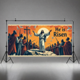 thumbnail image 5 of Religious Easter Themed Backdrop Banner with He is Risen Text Flying Doves and Cross Background for Church Celebrations Easter Parties Religious Gatherings Worship Events Decorations, 5 of 8