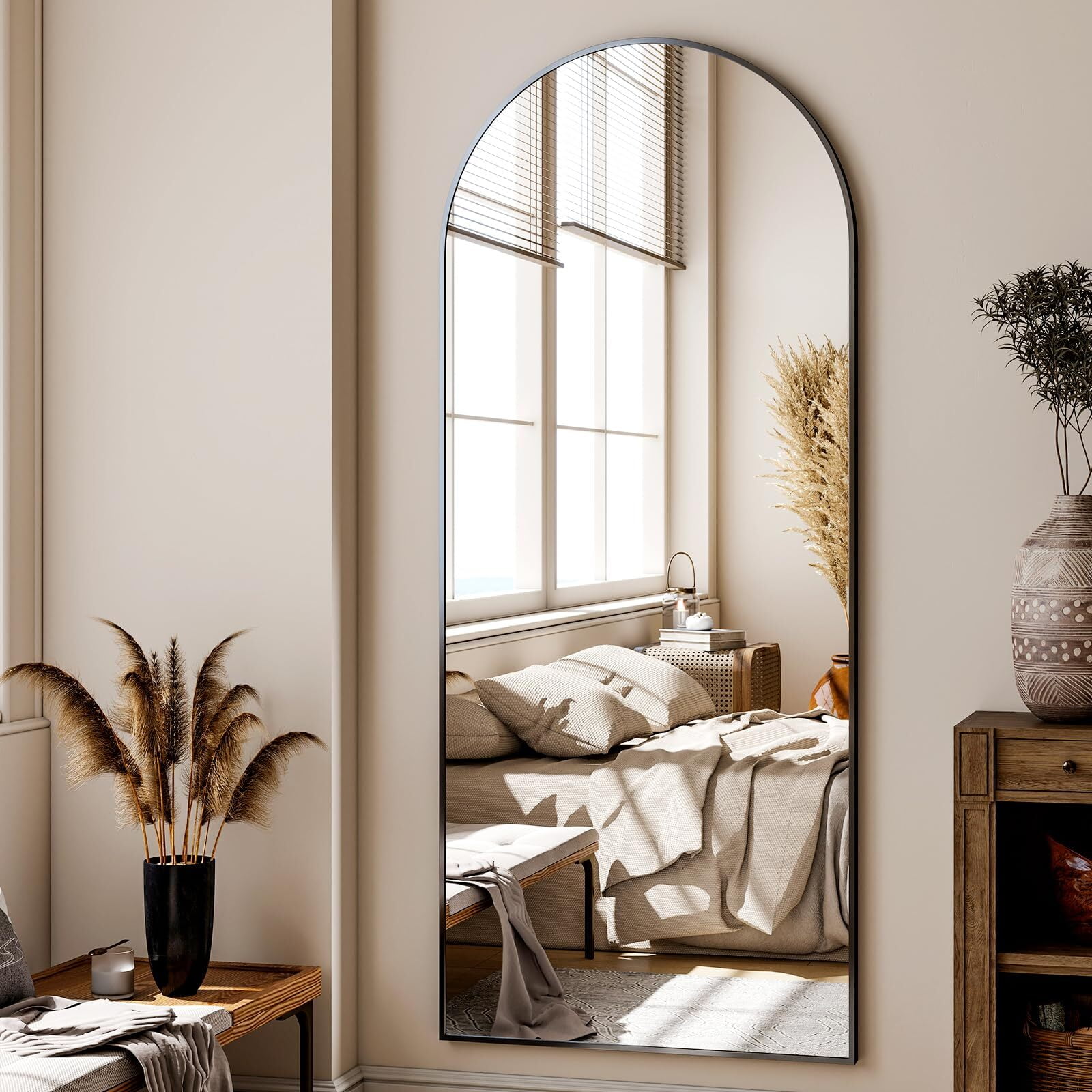 Anyrose 68"x22.2" Arched Full Length Mirror Floor Mirrors Wall Mounted,Black