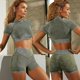 thumbnail image 2 of 2 piezas lavadas con arena para mujer & #39;s deportes fitness, juego de ropa de yoga sin costura Afortunado Sencillez, 2 of 2