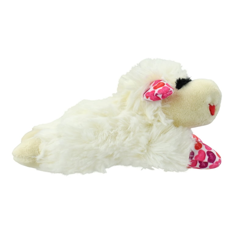 Multipet Valentine's Day Plush Lamb Chop Small Dog Toy with Hearts