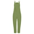 thumbnail image 4 of LEAVINGSUO Summer Fall Womens Plus Size Clearance $5 Fashion Women Casual Cold Shoulder Jumpsuit Solid Suspender Jumpsuits Wide Pocket Leg Pant Green S, 4 of 5