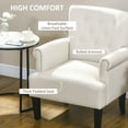thumbnail image 4 of HOMCOM Fabric Accent Chair Tufted Armchair w/ Wood Legs Rolled Arms, 4 of 10
