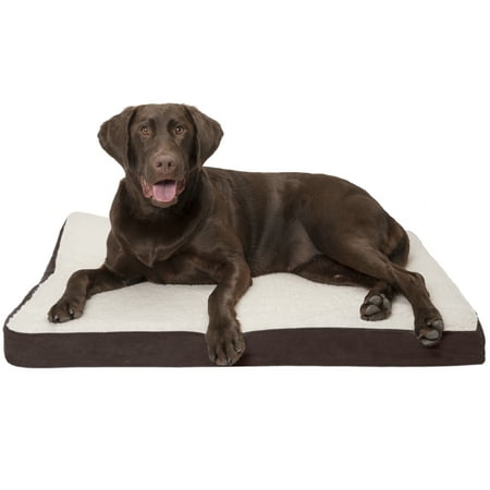 UPC: 0815181024901 | FurHaven Pet Products Faux Sheepskin & Suede Deluxe Orthopedic Pet Bed for Dogs & Cats – Espresso  Large