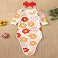 thumbnail image 3 of Baby Sleeping Bag Flower Print Long Sleeve  Neck Design Sleeping Bag + Bow Hairband Cute Two-piece Set, 3 of 9
