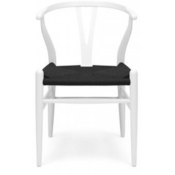 2xhome White Wishbone Wood Wooden Armchair With Arms Open Y Back Open Mid Century Modern Contemporary Industrial Office Dining Chairs Dark Black Woven Seat For Living Desk Kitchen Room Walmart Com