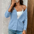 thumbnail image 5 of idosla Women's Lightweight Cardigans Casual Long Sleeve V-Neck Button Print Shrugs Sweaters Open Front Outerwear (Light Blue, L), 5 of 7
