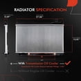 thumbnail image 2 of A-Premium Engine Coolant Radiator with Transmission Oil Cooler Compatible with Infiniti G35 2003-2004 V6 3.5L, Automatic Trans. Replace# 8012455, 21460AQ8, 2 of 8