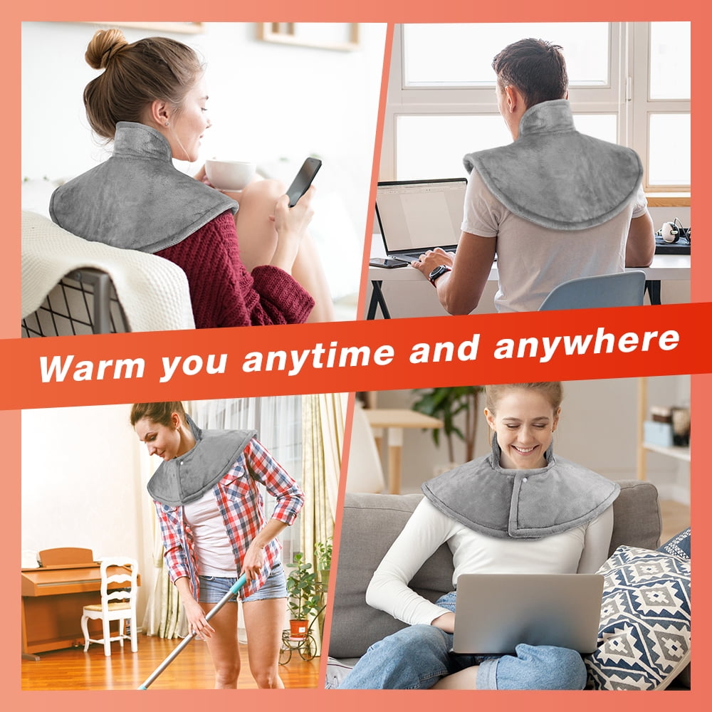 Heating Pad for Neck, Electric Heated Wrap with 4 Timing Settings, Electric Weighted Heating Pad with 9 Heat Setting, Auto Shut Off Hot Heated Pad with LCD Display, Machine Washable