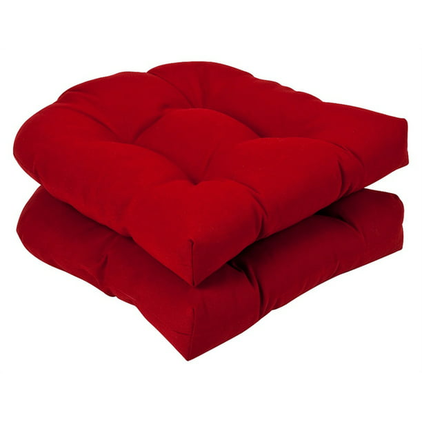 Set Of 2 Red Outdoor Patio Wicker Chair, Red Outdoor Cushions For Wicker Furniture