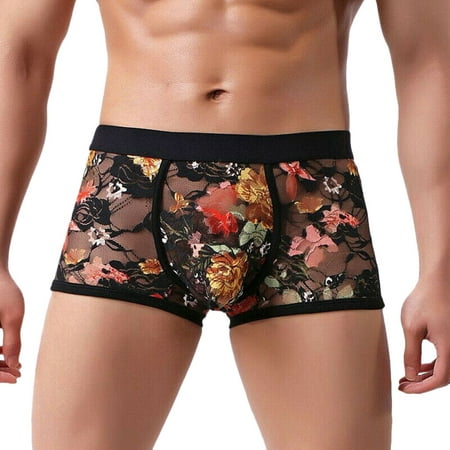 

Juebong Men s Underwear Deals Clearance Under $10 Men Sexy Lingerie Lace Boxer Briefs Breathable Underwear Panties Black M