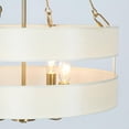 thumbnail image 4 of Malury Mid-century Modern 4-Light Brass Gold Drum Chandelier Fabric Shaded Foyer Pendant Lights - D17" x H30", 4 of 5