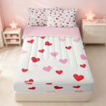 thumbnail image 2 of Erosebridal Kawaii Love Hearts Zipper Twin Comforter Sets with Fitted Sheet and 2 Pillowcases for Girls, Romantic Theme Zipper Bedding Set, Pink Reversible, 2 of 6