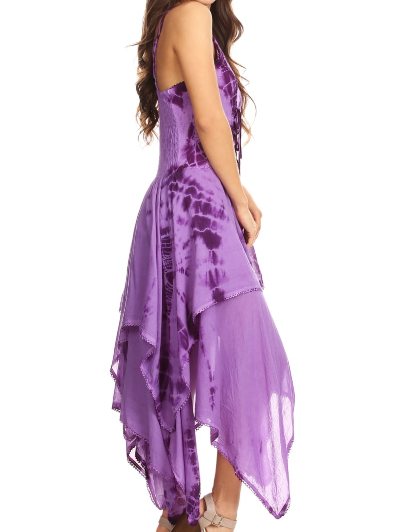 Sakkas Annabella Corset Bodice Handkerchief Hem Dress - Purple - One Size -  Walmart.com