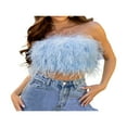 thumbnail image 1 of Women‘s Navel Tube Tops Fur Furry Sleeveless Off Shoulder Backless Bandeau Slim Fit Crop Tops, 1 of 6