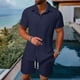 thumbnail image 1 of Ceisia Men's Loose Fit Casual 2-Piece Set Short Sleeve Button-Down Shirt with Elastic Waist Drawstring Shorts Gifts, 1 of 9