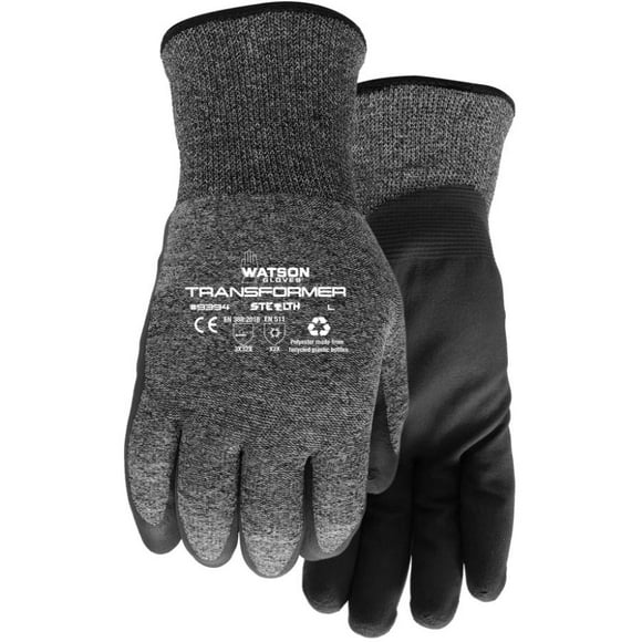Stealth Transformer Men's Knit Insulated Work Gloves - with Latex Rubber Coating, Extra Large