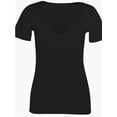 thumbnail image 3 of Women Tops V Neck Shirts Short Sleeve Casual Ribbed Slim Fitted T Shirts for Summer, 3 of 7