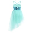 thumbnail image 2 of iiniim Kids Girls Glitter Sequins Ballet Dance Asymmetric Tutu Dress Leotard Ballerina Dancewear, 2 of 7