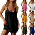 thumbnail image 4 of Moxiu Women's Hot Shot Mini Dress Strappy Athletic Workout Romper with Built in Shorts Elastic Summer Casual Sports Onesie 2026 Blue,XL, 4 of 8