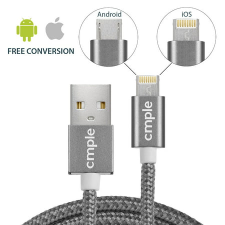 Cmple - IOS / Android Phone Tablet cable charger - 2-in-1 Fast Charge /High Speed Data Sync & Micro USB Cable – 3ft