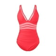 thumbnail image 4 of XUELUO One Piece Swimsuit Women Summer Solid Color Strappy Push Up Padded Athletic Sports Vintage Swimsuits Activewear,Red,S, 4 of 4