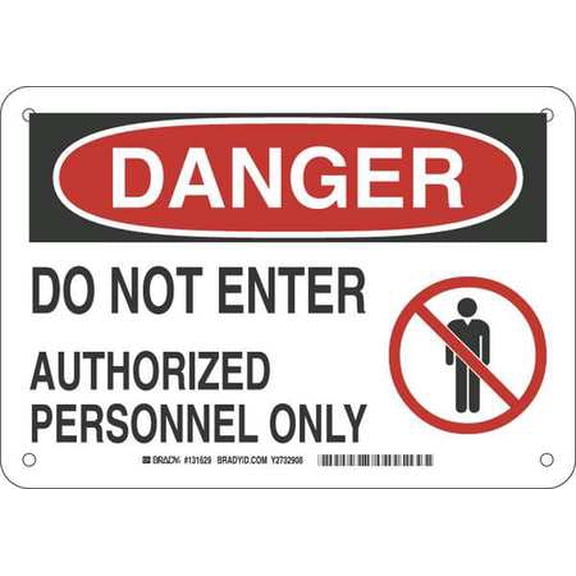 Brady 131629 Admittance Signs, 7" Height x 10" Width, Black/Red/White