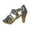 Gray-M, variant on Women's Retro Open Toe Metal Buckle Thick High Heel Buckle Roman Sandals 43 Gray