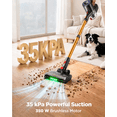 thumbnail image 4 of Cordless Vacuum Cleaner, 35KPa Powerful Suction Stick Vacuum, Up to 34 Mins Runtime Lightweight Vacuum with Green LED Headlights, Self-Standing Handheld Vacuum for Hard Floor Carpet, 4 of 9