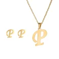 thumbnail image 1 of Fashion Stainless Steel A-Z Alphabet Initial Necklace 26 English Letter Earrings Necklace For Women Set Personalize Jewelry Gift, 1 of 5