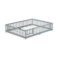 thumbnail image 6 of Jopath Queen Size Floor Bed Frame,Montessori Bed with Guardrails and Door,Rubber Wood Floor Bed with Slatted Base,for Kids,Boys,Girls Grey, 6 of 10