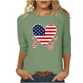 thumbnail image 2 of Cavosen 4th of July Clothes Women Petite Red White and Blue 3/4 Sleeve Round Neck T Shirts USA Star Striped Graphic Shirts Lady S Patriotic Casual Shirts Independence Day Tunic Tees Patriotic Clothes, 2 of 6