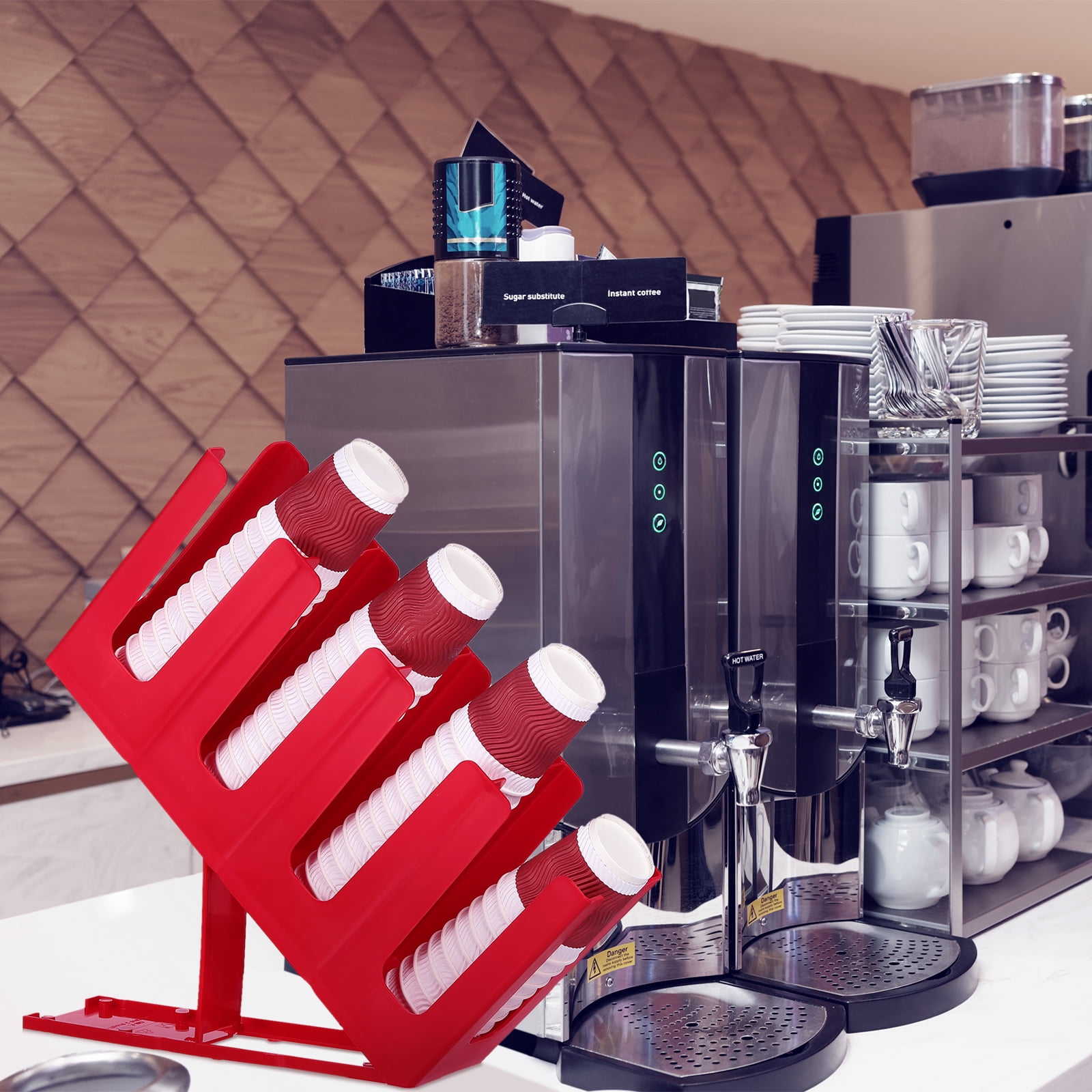 Unique Bargains Cup and Lid Holder Paper Dispenser Organizer for Coffee Station Brown