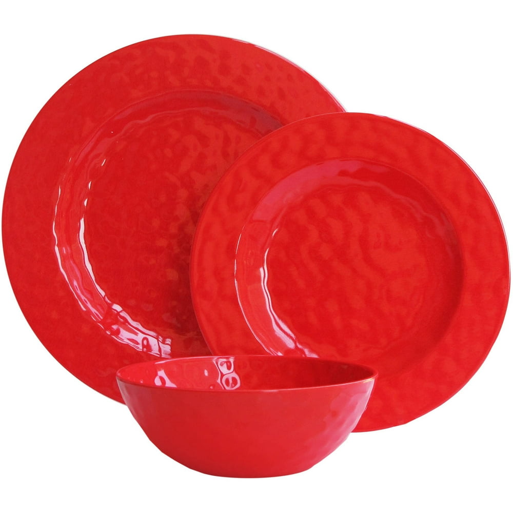 Red 12Piece Dinnerware Set