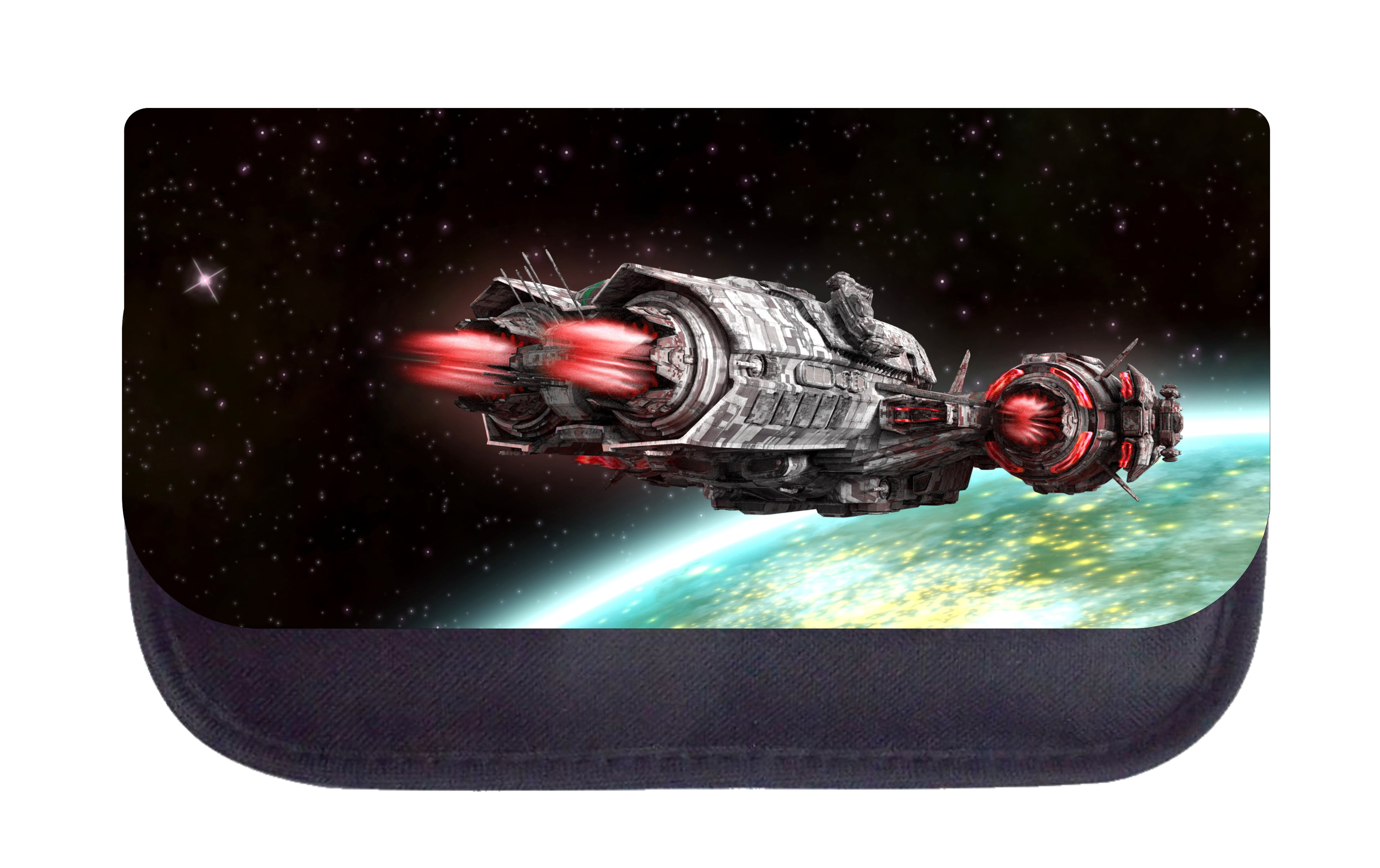 Pencil Case Galaxy Rocket Ship in Space Pencil Pouch 2 Pocket Pencil