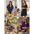 thumbnail image 4 of SHOWMALL Women's V Neck Sleep Shirt Dress – Short Sleeve Lightweight Nightgown with Pocket, Soft Pajama Sleepwear for Lounge & Nightwear, US Size 3X in Navy Blue, 4 of 12