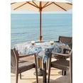 thumbnail image 3 of Outdoor Tablecloth with Umbrella Hole for Patio/Picnic/Party/Camping, Blue Turtle Coastal Waterproof Table Cloth Square Cover Washable, Beach Starfish Nautical Coral Vintage (54"x 54"), 3 of 8