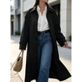 thumbnail image 3 of Womens Long Trench Coat Single Breasted Oversized Windproof Classic Lapel Fall Overcoat, 3 of 6