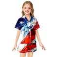 thumbnail image 1 of Kids' 4th Of July Printed Satin Pajama Set Short Sleeve, 1 of 4