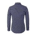 thumbnail image 3 of INSPIRE CHIC Men's Shirt Polka Dots Pattern Point Collar Long Sleeve Button Down Shirt 42 Navy Blue, 3 of 7