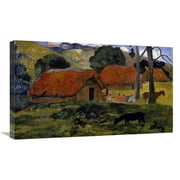 Global Gallery  30 in. Dog Canine in Front of the Hut - Le Chien Devant La Hutte Art Print - Paul Gauguin