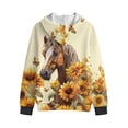 thumbnail image 2 of Chaqlin Butterfly Sunflower Horse Fuzzy Zip Up Jacket for Girls and Teens - Fuzzy Hoodies for boys Trendy Fall Hooded Sweatshirt for Outdoor and Gym, 2 of 7