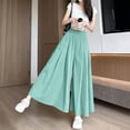thumbnail image 4 of BLCHUNen Wide Leg Pants for Women Elastic High Waisted Flowy Pants Casual Loose Cooling Culottes Trousers Fashion,XL,Green, 4 of 5