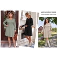 thumbnail image 6 of MOYIKO Long Sleeve Fall Dresses for Women Pleated Crew Neck Dress Casual Fashion Dresses with Pockets, 6 of 7