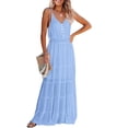 thumbnail image 1 of Vestido PRETTYGARDEN de verano maxi con tirantes finos azul claro talla M, 1 of 5